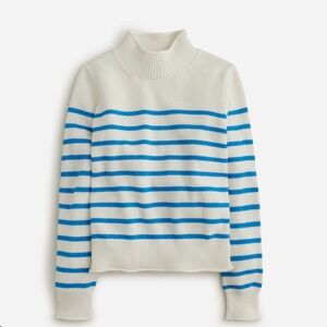 J. Crew Striped Rollneck Turtleneck Neck Sweater White & Blue Striped Sz Small